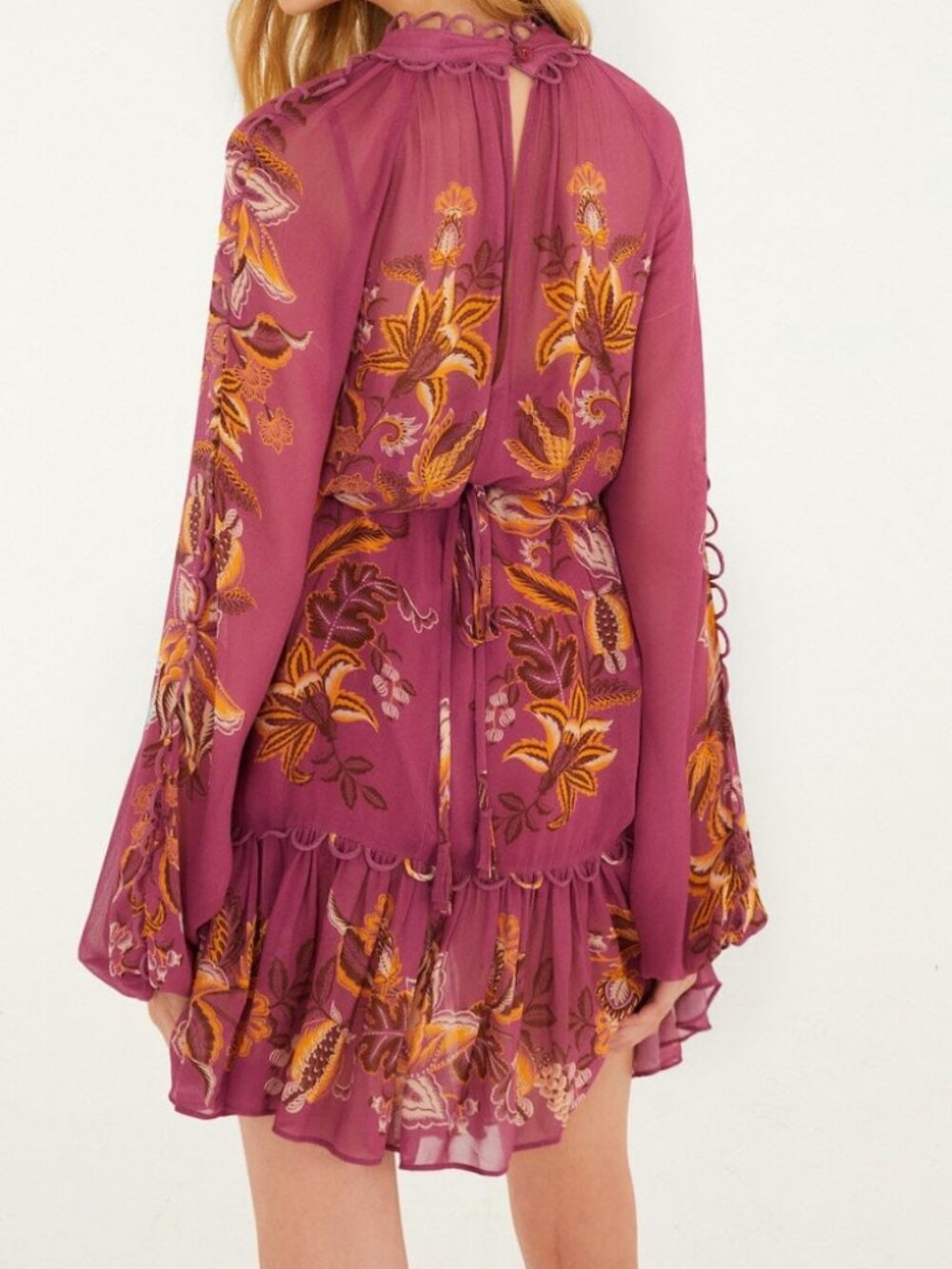 Pink Delicate Chintz Ruffled Mini Dress - Picture 3 of 9